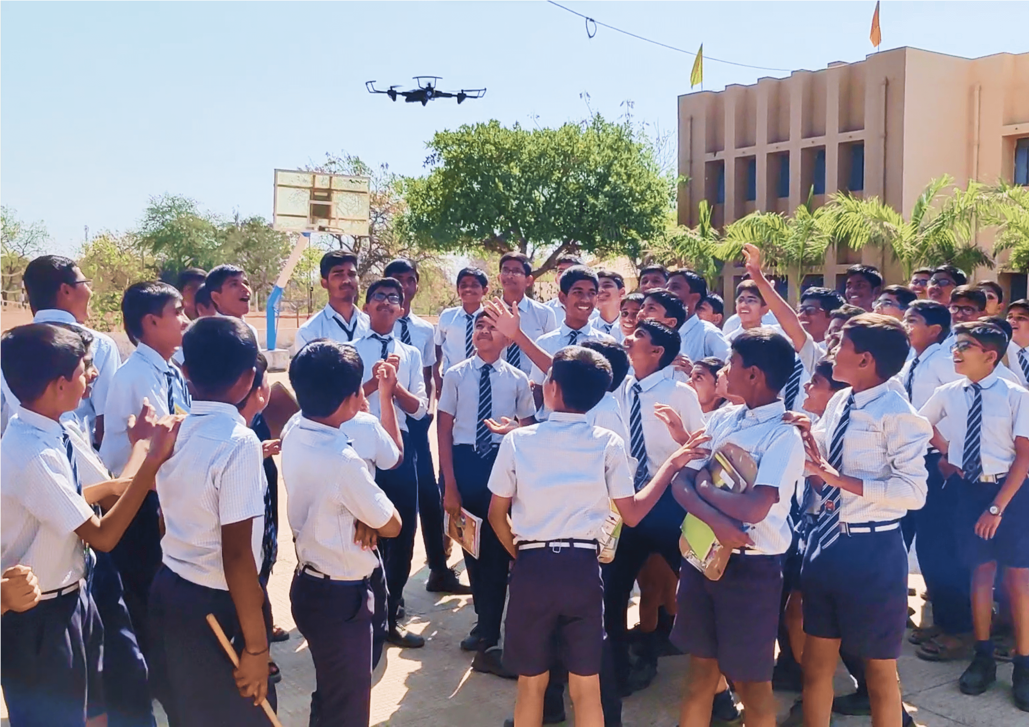 Students and teachers participating in immersive learning activities