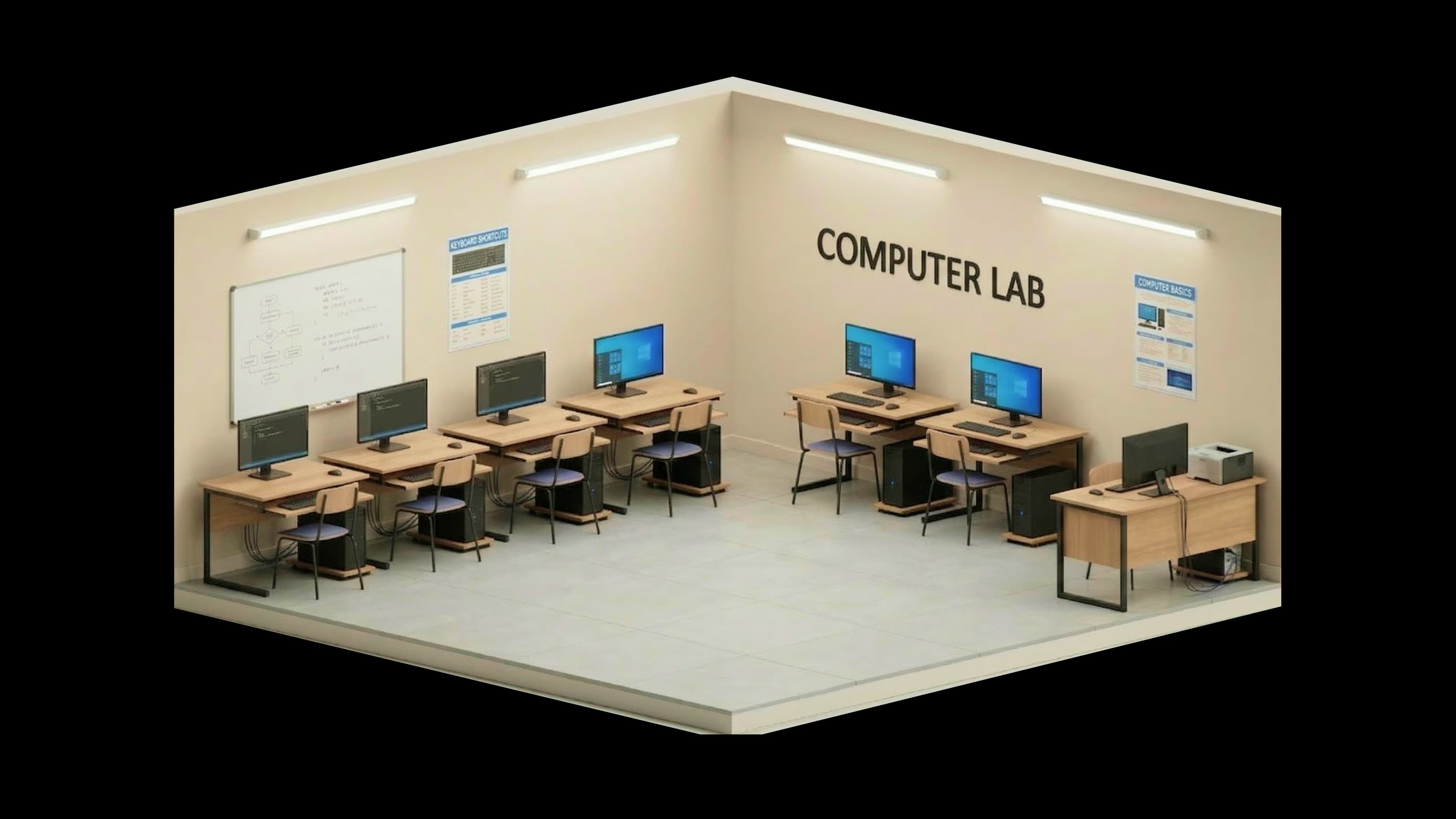 School Computer Lab setup for digital learning and coding practice