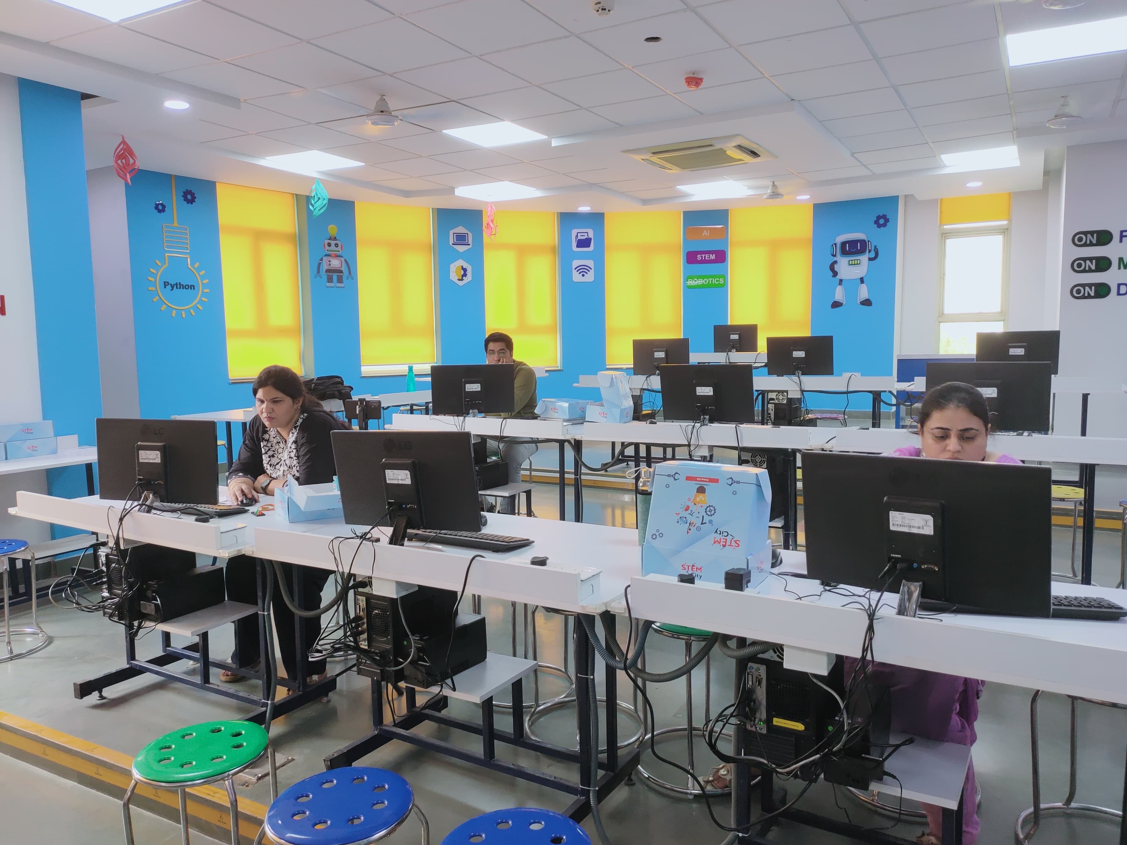 Indian support team working inside a school AI and STEM lab