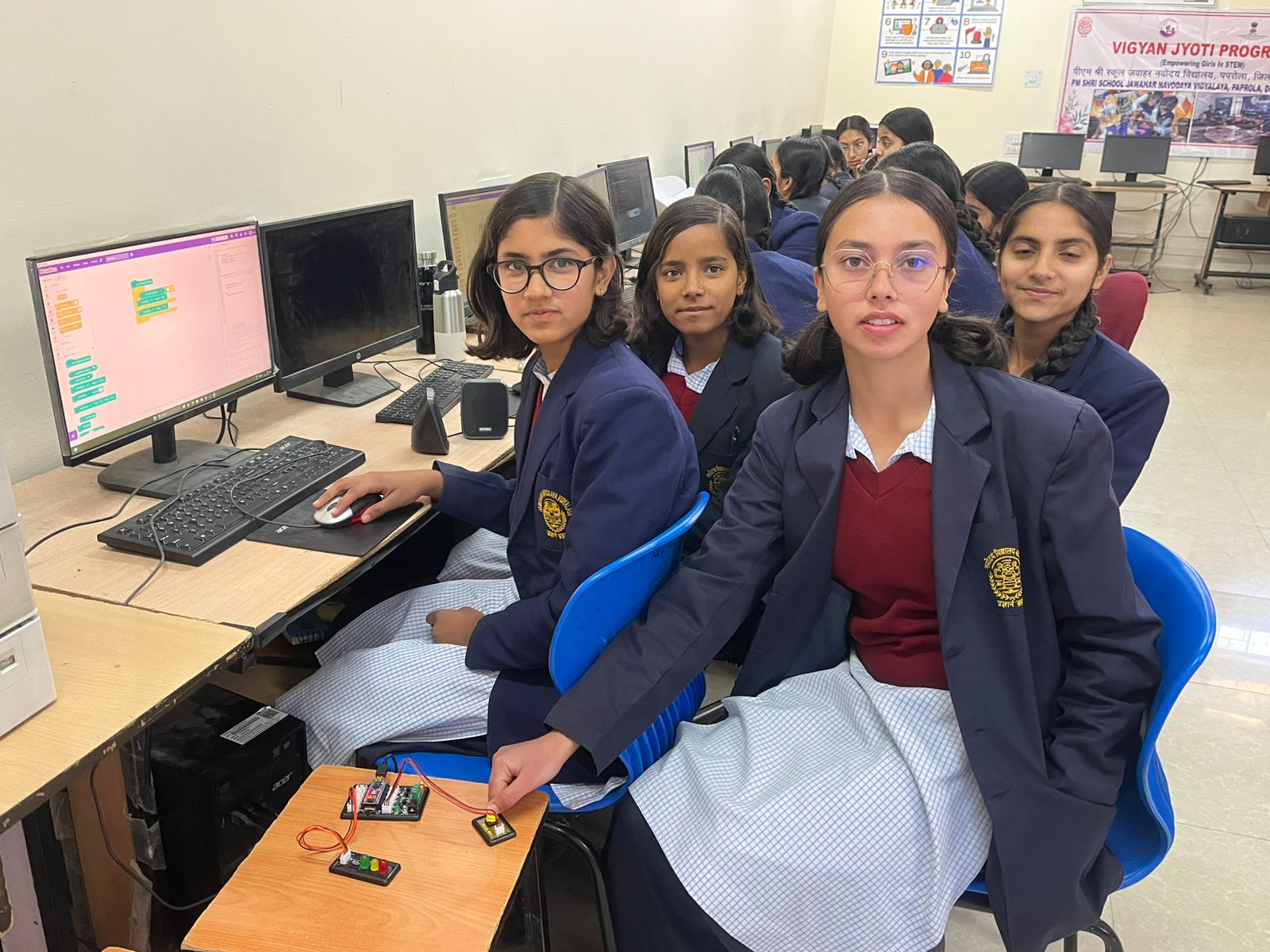 Students exploring practical learning tools in the lab